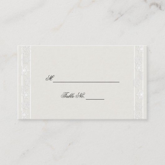 Silver White Snowflake Hiver Mariage Place Cartes (Devant)