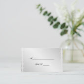 Silver White Snowflake Hiver Mariage Place Cartes (Debout devant)