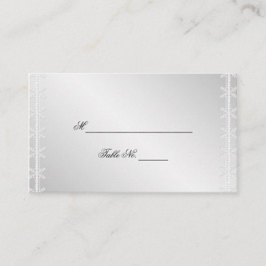 Silver White Snowflake Hiver Mariage Place Cartes (Devant)