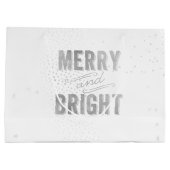 Silver & White Snowflake Merry and Bright Holiday Groot Cadeauzakje (Achterkant)