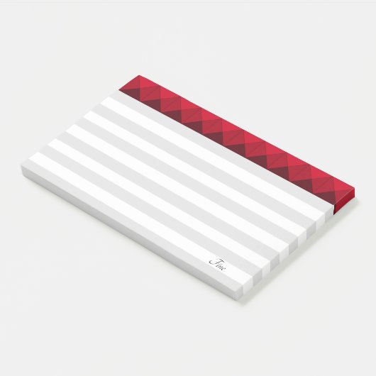 Silver & White Striped & Burgundy Header Post-it® Notes (Schuin)