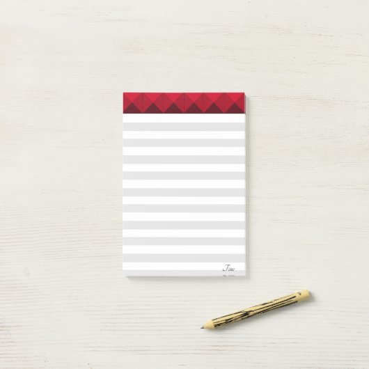 Silver & White Striped & Burgundy Header Post-it® Notes (Op bureau)