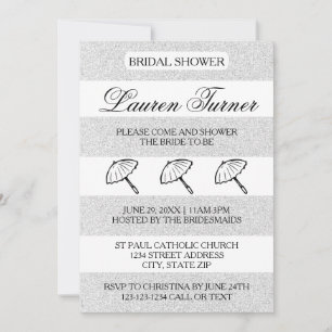 Silver&White Stripes - Bridal Shower-uitnodiging Kaart