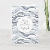 Silver White Waves Verjaardag Kaart (Voorkant)