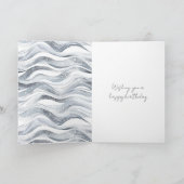 Silver White Waves Verjaardag Kaart (Binnen)