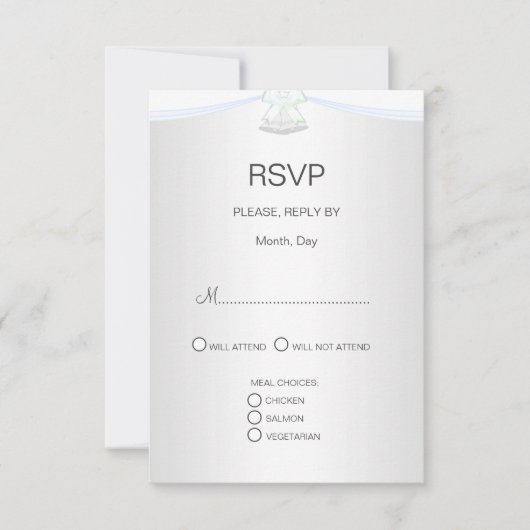 Silver White Wedding RSVP Kaartje (Voorkant)