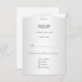 Silver White Wedding RSVP Kaartje (Voorkant / Achterkant)