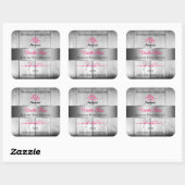 Silver White Wood Grain Product Labels roze harten (Vel)