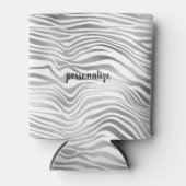 Silver White Zebra Print Blikjeskoeler (Voorkant)