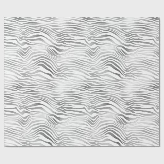 Silver White Zebra Print Cadeaupapier (Vlak)