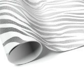 Silver White Zebra Print Cadeaupapier (Rol Hoek)