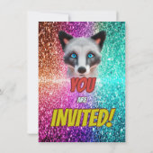 Silver Wild Fox Fun Feestelijk Verjaardagsfeest Ui Kaart (Achterkant)