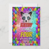 Silver Wild Fox Fun Feestelijk Verjaardagsfeest Ui Kaart (Voorkant)