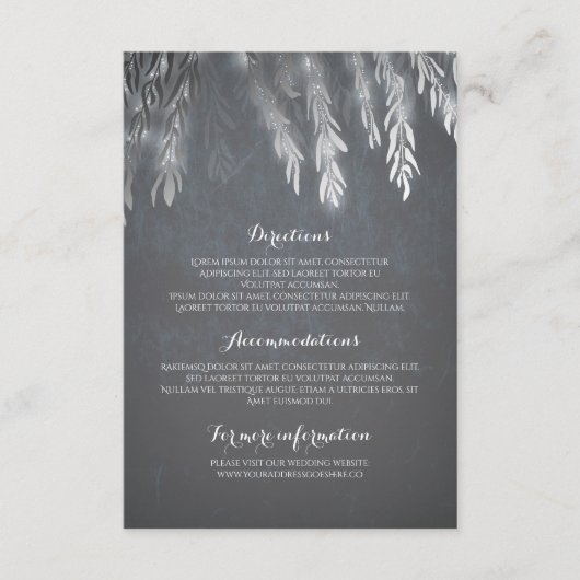 Silver Willow Tree Branches Wedding Details Invoeg Informatiekaartje (Voorkant)