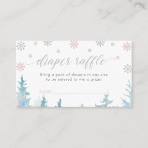 Silver Winter Baby shower Luier Raffle Ticket Informatiekaartje