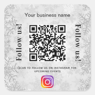 Silver winter bedrijfsnaam qr code instagram vierkante sticker