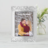 Silver winter foto Save the Date bruiloft (Staand voorkant)
