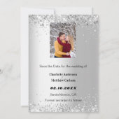 Silver winter foto Save the Date bruiloft (Achterkant)