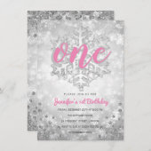 Silver Winter Glitter Snowflake | 1e verjaardag  Kaart (Voorkant / Achterkant)