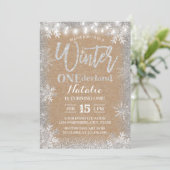 Silver Winter ONEderland 1st Rustic Kraft Birthday Kaart (Staand voorkant)