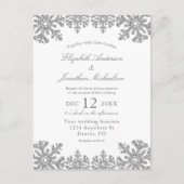 Silver Winter Snowflake Wedding Briefkaart (Voorkant)