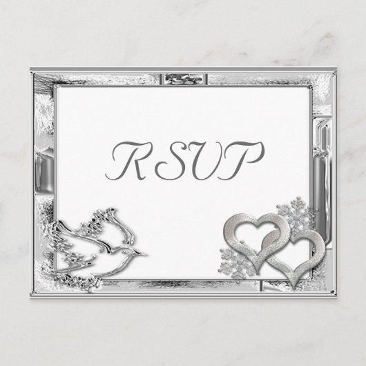 Silver Winter Wedding RSVP Briefkaart (Voorkant)