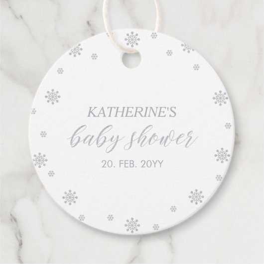 Silver Winter Wonderland Baby shower Dank u Bedankjes Labels (Voorkant)
