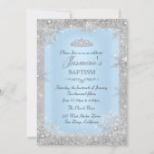 Silver Winter Wonderland Blue Baptism Christening Kaart (Voorkant)