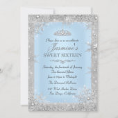 Silver Winter Wonderland Blue Sweet 16 Invitation (Devant)