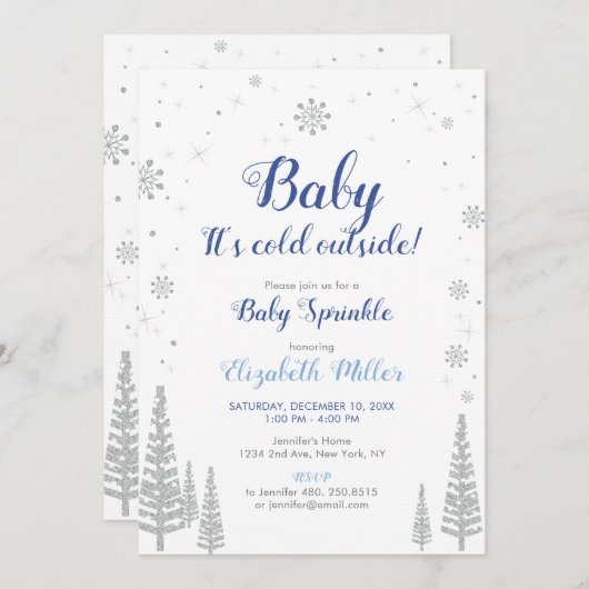 Silver Winter Wonderland - Carte d'arrosage pour b (Devant / Derrière)