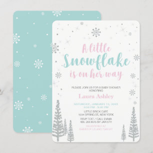 Silver Winter Wonderland, Girl Baby shower Kaart