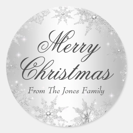 Silver Winter Wonderland Kerstvakantie Sticker (Voorkant)