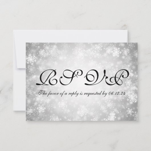 Silver Winter Wonderland Mariage élégant RSVP (Dos)