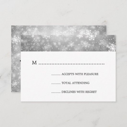 Silver Winter Wonderland Mariage élégant RSVP (Devant / Derrière)
