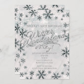 Silver Winter Wonderland Snowflakes Invitation (Devant / Derrière)