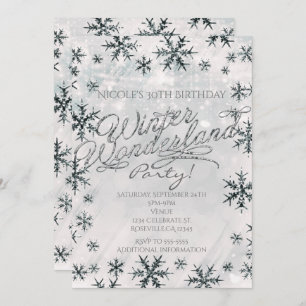 Silver Winter Wonderland Snowflakes Invitation Kaart