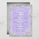 Silver Winter Wonderland violet doux 16 Invitation<br><div class="desc">Silver & Purple Sweet 16 Anniversaire Invitation. Jolie conception de flocon de neige et de tiara. Remarque : Toutes les images plates,  Ils n'ont pas de vrais bijoux!</div>