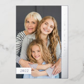 Silver Wishes | Modern Multi Photo Hanukkah Folie Feestdagenkaart (Voorkant)