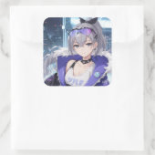 Silver Wolf fan art 1 Vierkante Sticker (Tas)