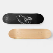 Silver Wolf Tribal Monogram Black Skateboard (Horizontaal)