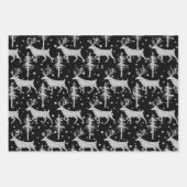 Silver Woodland Stag Spruce Forest Green Black Inpakpapier Vel (Voorkant 2)