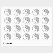 Silver Ying Yang Ronde Sticker (Vel)