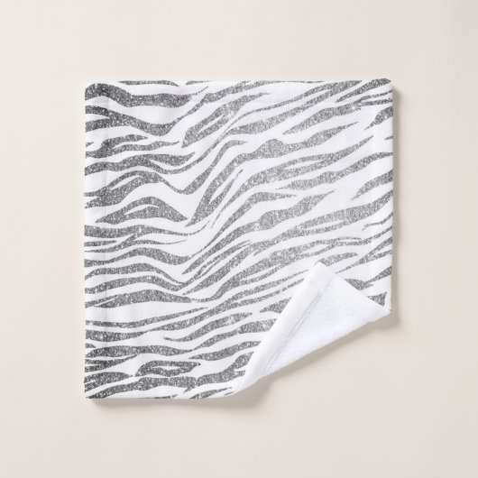 Silver Zebra Print Glitter Personalized (Gant de toilette)