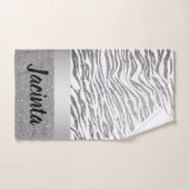 Silver Zebra Print Glitter Personalized (Serviette à main)