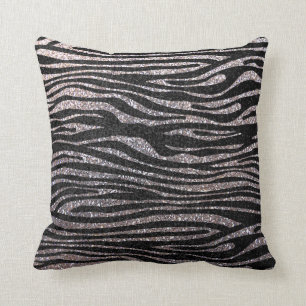 Silver zebra stripe (faux glitter bling) kussen