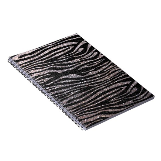 Silver zebra stripe (faux glitter bling) notitieboek (Rechterzijde)