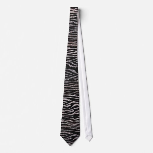 Silver zebra stripe (faux glitter bling) stropdas (Voorkant)