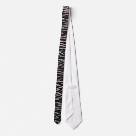 Silver zebra stripe (faux glitter bling) stropdas (Achterkant)