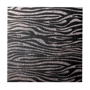 Silver zebra stripe (faux glitter bling) tegeltje