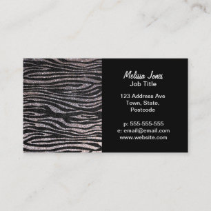 Silver zebra stripe (faux glitter bling) visitekaartje